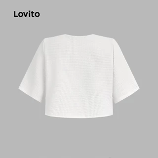 Lovito สง่างาม เบลเซอร์เรียบง่ายสำหรับฤดูใบไม้ร่วง/ฤดูหนาว เบลเซอร์สีขาวสำหรับผู้หญิง เกาหลี อินเทรนด์ L156AD182