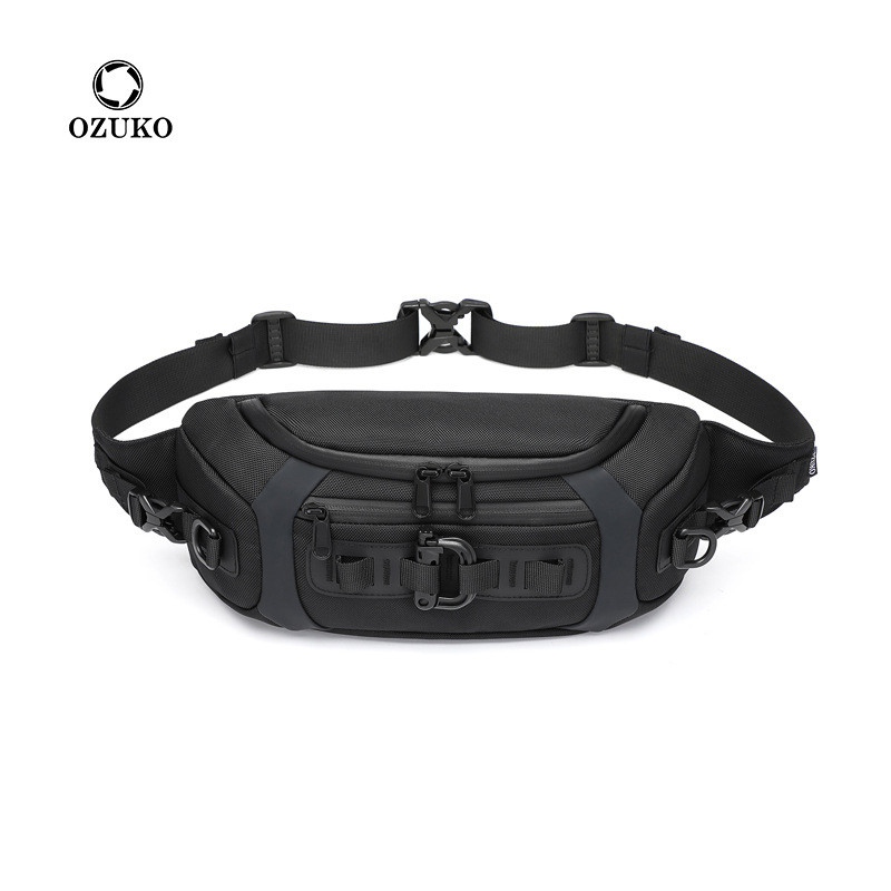 OZUKO กระเป๋าคาดเอวยุทธวิธี กระเป๋าสะพายกีฬากันน้ํา Mens Commuter Cross-body กระเป๋าคาดหน้าอกกระเป๋า