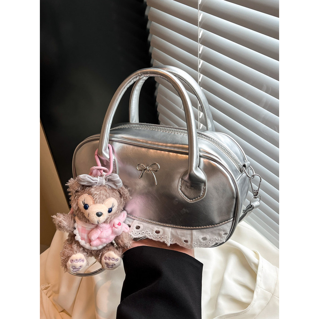 perota brand cecelle ซอกโบว์ลูกไม้ขนาดใหญ่-ความจุโบว์ลิ่งหมอนกระเป๋าระดับไฮเอนด์แสงหรูหรากระเป๋าหญิง