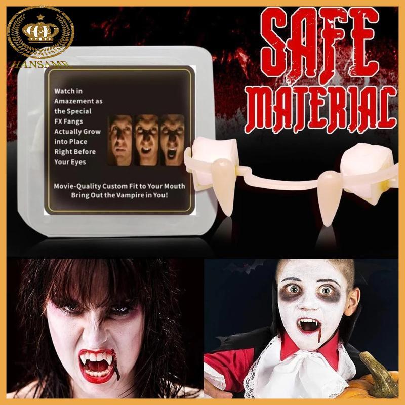 HAN Retractable สําหรับ Vampire Fangs พร้อมแคปซูลเลือดสําหรับแวมไพร์ฟันปลอม Lumino