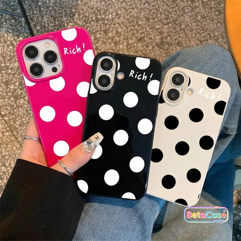 เคสไอโฟนเจลลี่ลายจุดขาวมินิมอลพรีเมียม 17Pro/16/15/14/13/12/11/ProMax/7G/7/8Plus/XS/XR/SE2/SE3