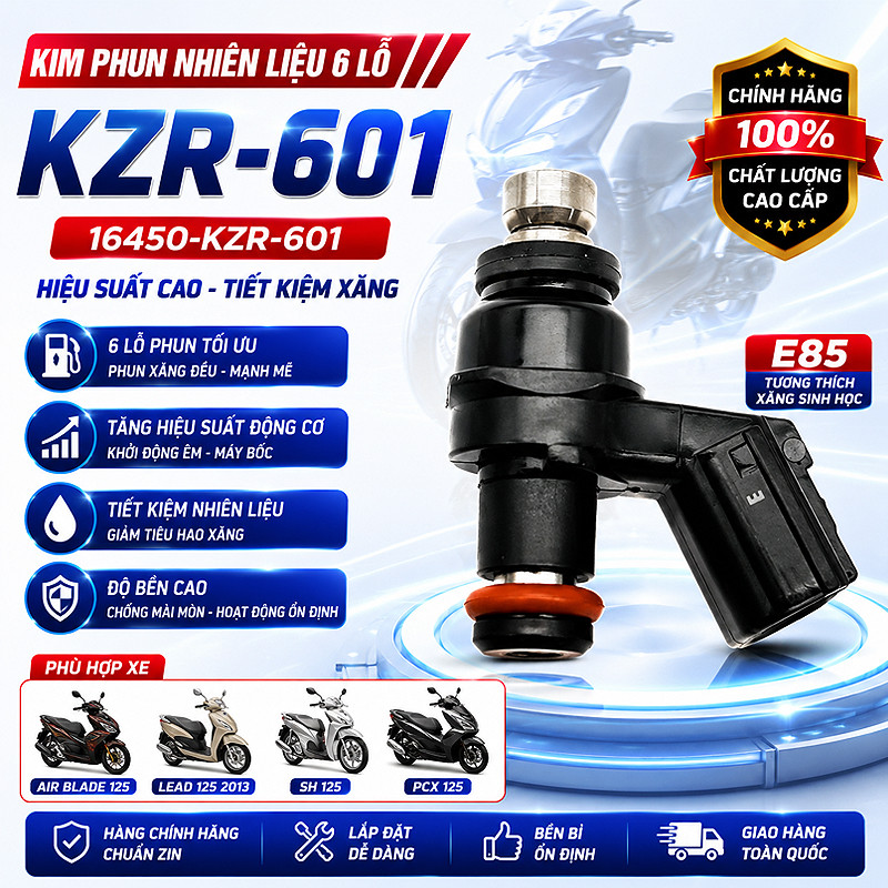 หัวฉีดน้ํามันเชื้อเพลิง 6 รูสําหรับ Air Blade 125, Lead 125, SH125, PCX125, KZR-601 (16450-KZR-601)