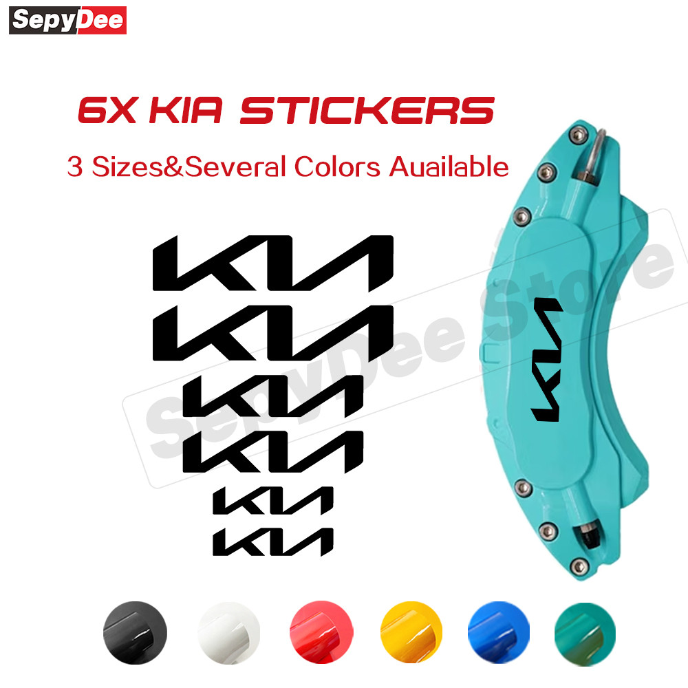 6PCS รถเบรค Caliper สติกเกอร์กันน้ําอุณหภูมิสูงไวนิล Decals สําหรับ KIA K3 K5 Sportage EV6 EV5 Carnival Stinger Ceed Rio Seltos Sonet Cerato รถปรับเปลี่ยนอุปกรณ์เสริม