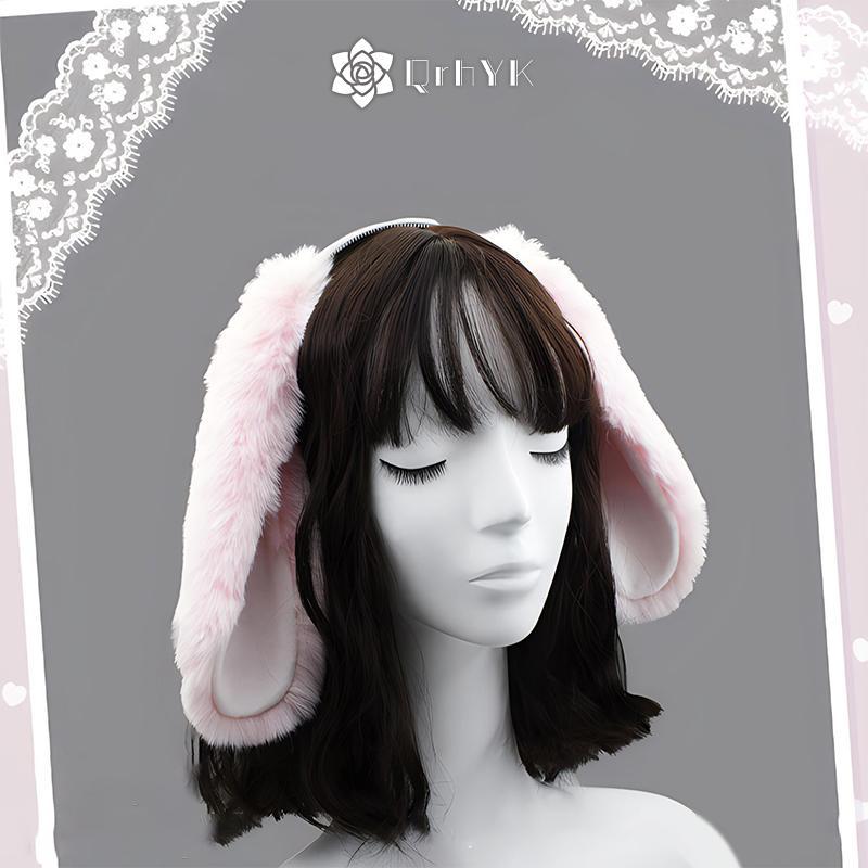 QrhYK น่ารักกระต่ายหูตุ๊กตากระต่ายผม Hoop Headwear คอสเพลย์เครื่องแต่งกายอุปกรณ์เสริมผมสําหรับผู้ใหญ่ Party ใหม่