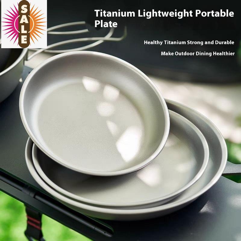 Ap 1PC ไทเทเนียม Camping แผ่น Travel Tableware Staable Camping Supplies Bauntry อาหารเย็นสําหรับ Bap