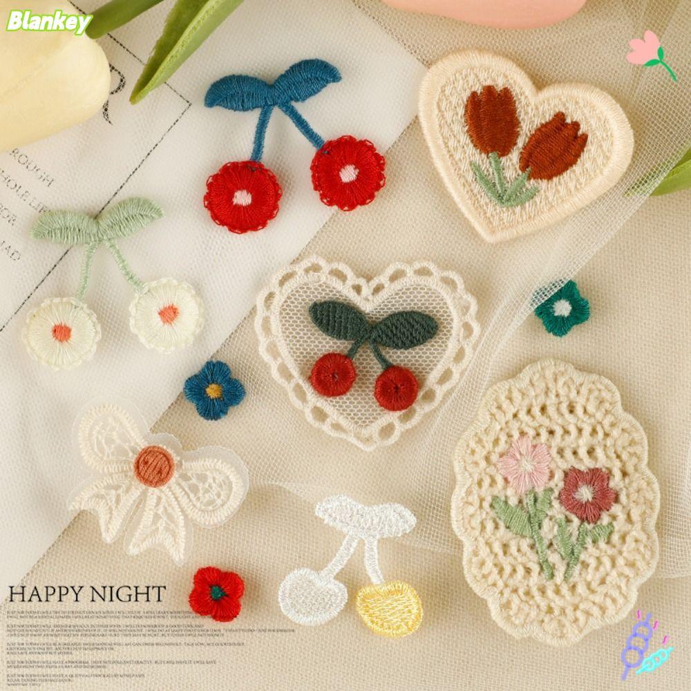 BLANKEFX แพทช์เย็บปักถักร้อย, ดอกไม้เชอร์รี่เย็บบนแพทช์เสื้อผ้า, มัลติฟังก์ชั่นเสื้อผ้าป้ายอุปกรณ์เสริมเย็บ DIY Applique