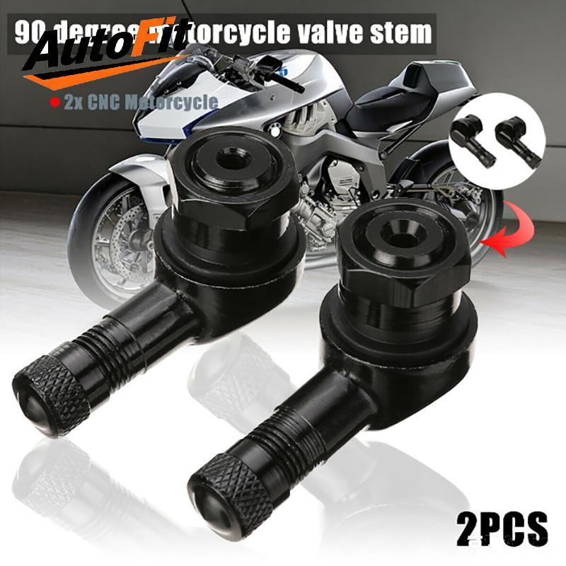 AutoFit 2PCS CNC รถจักรยานยนต์ 90 องศามุมล้อยาง Stem วาล์ว Tubeless อลูมิเนียม