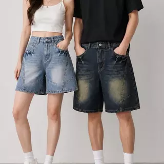 JINJEANS กางเกงยีนส์ขาสั้น unisex สำหรับผู้หญิงและผู้ชาย ขนาด XS-6XL ใส่สบาย ดีไซน์ทันสมัย สำหรับทุกโอกาส