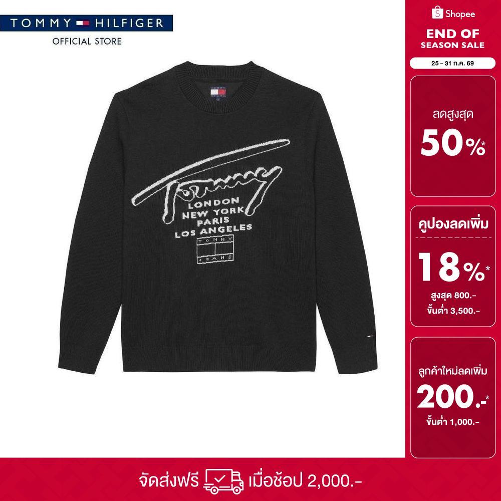 Tommy Hilfiger เสื้อสเวตเตอร์ ผู้ชาย รุ่น DM0DM22253 BDS - สีดำ ทรง Regular
