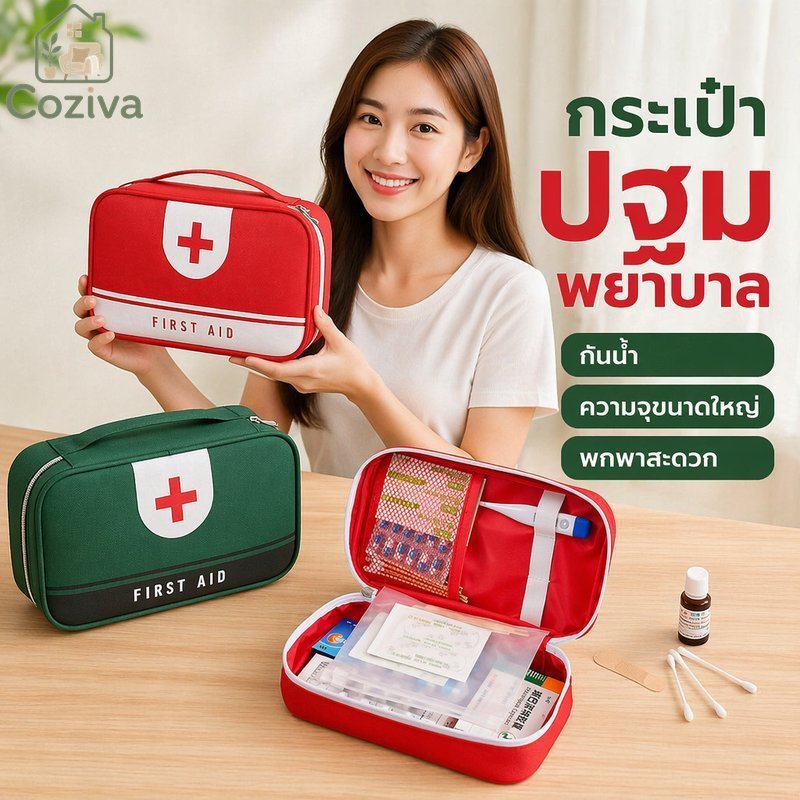 กระเป๋าปฐมพยาบาลกันน้ําความจุขนาดใหญ่แบบพกพาที่เก็บยาออแกไนเซอร์ท่องเที่ยวกลางแจ้ง