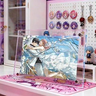 กรอบรูปอะคริลิคโปร่งใส ขนาด A4 A5 6นิ้ว 7นิ้ว วางได้ทั้งแนวตั้งและแนวนอน พร้อมหมุดตั้งโต๊ะ ใส่รูปภาพ โปสเตอร์