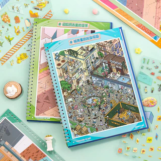 Street View Collection Book 1.0 สติกเกอร์ภูมิทัศน์ 3D Miniature ฉา Handmade Immersion diy สติกเกอร์ของเล่น Decompression