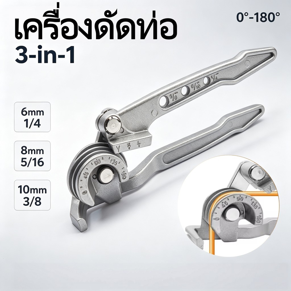 เบนเดอร์ดัดท่อ 3 IN 1 ดัดท่อทองแดง ขนาด 1/4",5/16",3/8" ดัดได้สูงสุด 180 องศา สำหรับท่ออ่อน