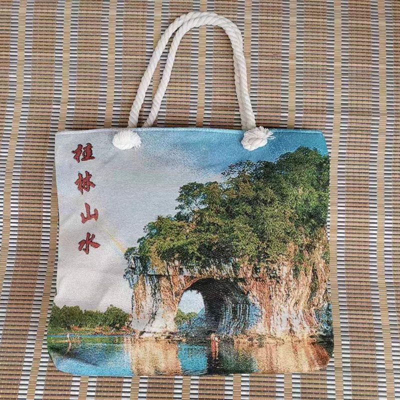 广西壮族手工织锦布包桂林山水旅游纪念品女包织锦挎包提包大象包20260725 Guangxi Zhuang ethnic hand-woven brocade bag, Guilin scenery 