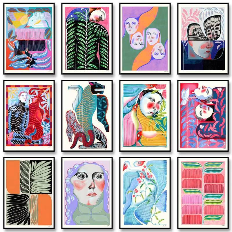 Vintage Abstract Classic Poster Print Abstract Figures Canvas Painting Wall Art Picture for Dining R
