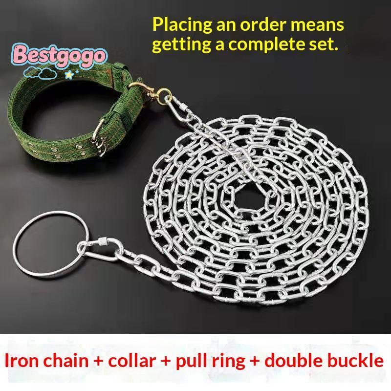 [Bestgogo-t] Chew Resistance Heavy Duty Dog Chain Leash Rust Proof Metal Lead for Medium Large Dogs Daily Walking Training