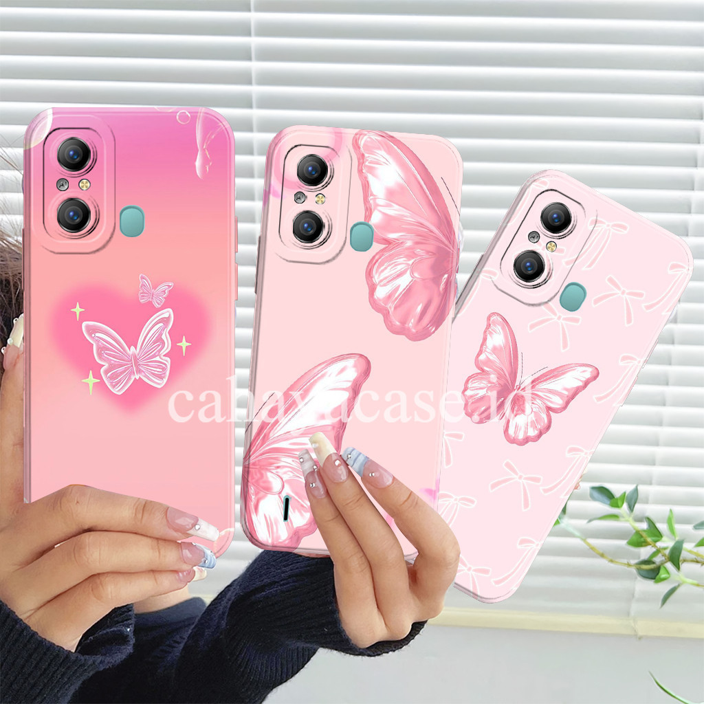 เคส Itel A49 A58 / A58 Pro - But3rfly P1nk Motif - Softcase - Procamera - ตัวป้องกัน