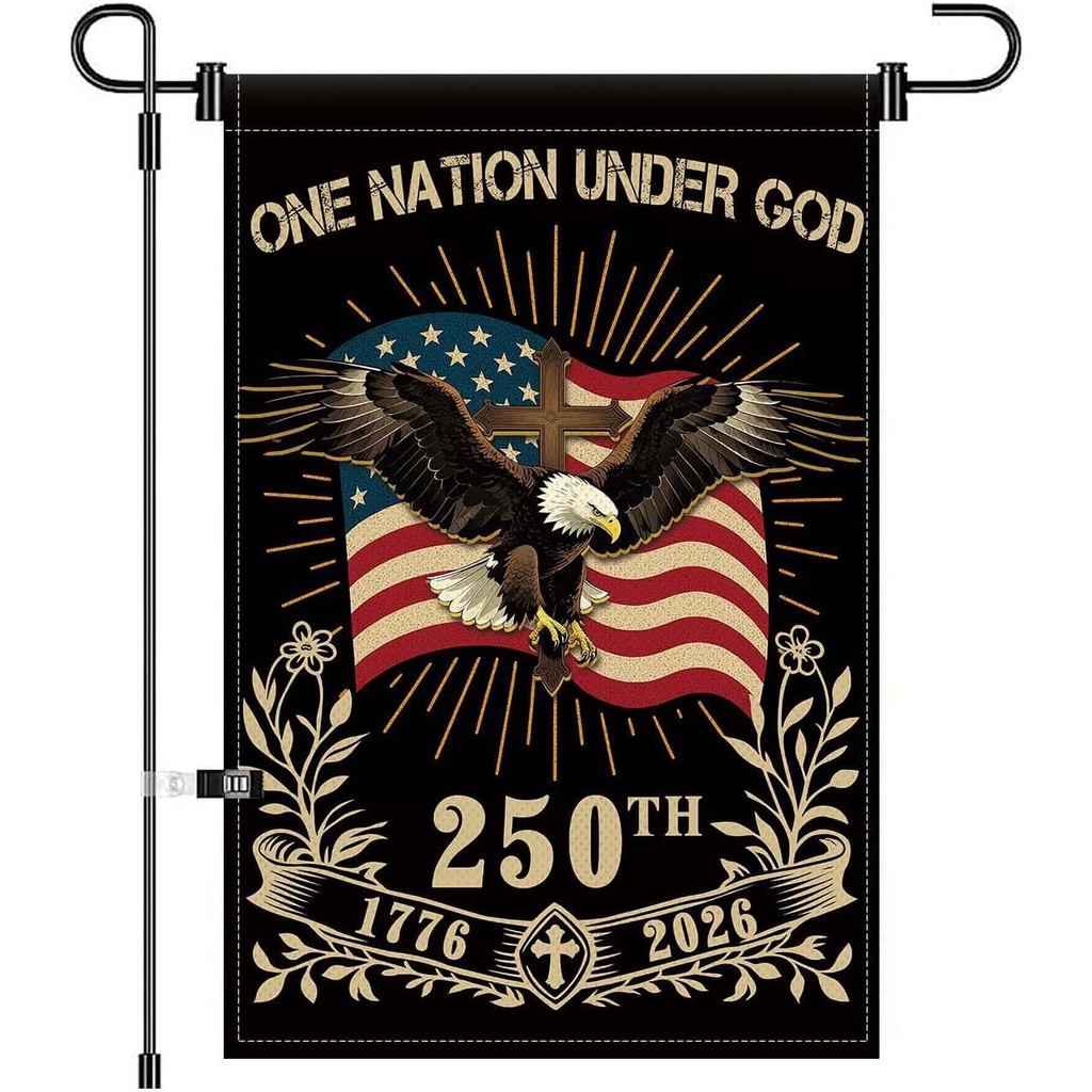 250th Anniversary USA Garden Flag, 1776-2026 America Commemorative Patriotic Banner Double-Sided wit