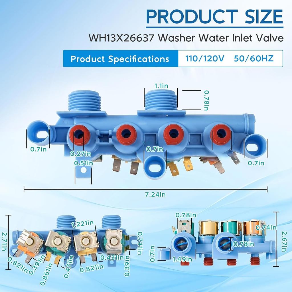 อัพเกรด WH13X26637 WH13X24058 เครื่องซักผ้าวาล์วน้ําเข้าเข้ากันได้กับ GE GTW680BSJ3WS GTW680BSJ5WS G