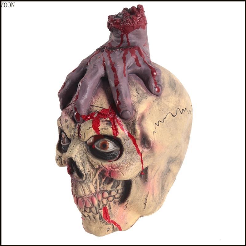 MOON Halloween Skull Full Head Latex ชุดสยองขวัญพร้อมการเปิดตาและจมูกสําหรับผู้ใหญ่ Party Wear Photo