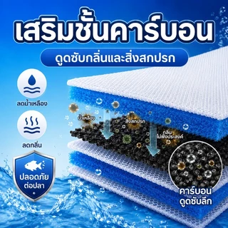 ใยกรองตู้ปลา แผ่นกรองน้ำ ใยกรองน้ำบ่อปลา ใยกรองหยาบรุ่นใหม่ แผ่นโฟมฟองน้ํากรองน้ำ 8D เส้นใยนาโน ลดกลิ่น ใช้ได้กับตู้ปลา
