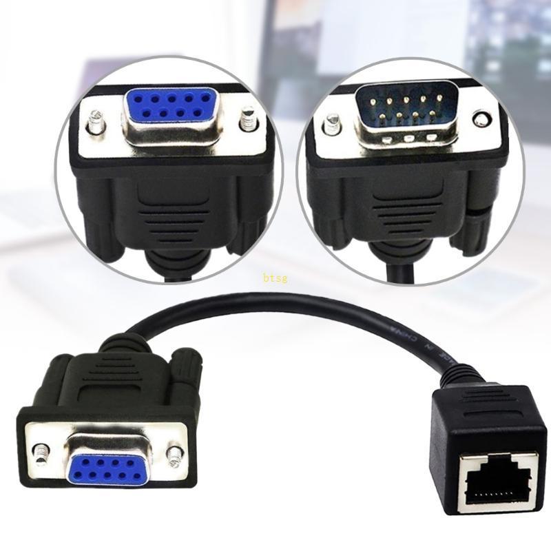 Btsg RS232 DB9 9Pin to RJ45 สายต่อชายหญิง Extender RS232 Connectors