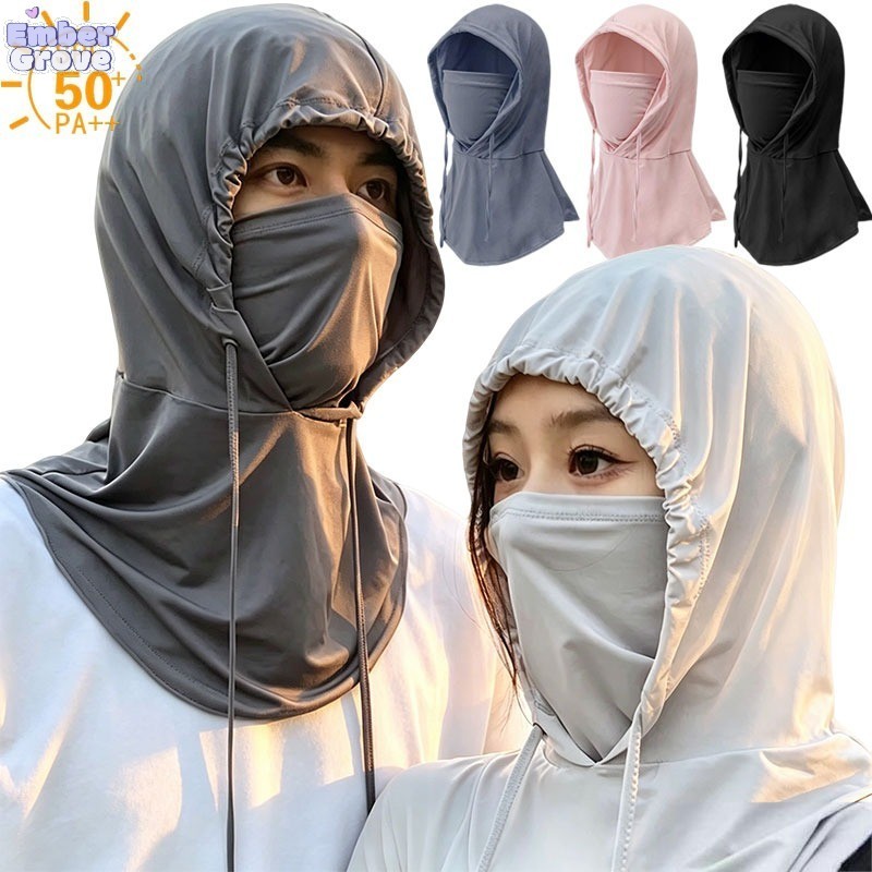 หน้ากากคลุมหน้าและคอ (Balaclava) สำหรับกันแดดช่วงฤดูร้อน สำหรับผู้ชายและผู้หญิง / UPF50+ หมวกกันแดดกลางแจ้งผ้าไอซ์ซิลค์ กันรังสียูวี