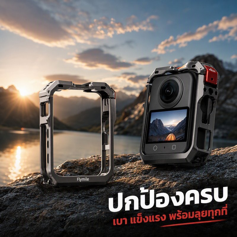 กรอบโลหะเคสอลูมิเนียม กล้องพาโนรามา DJI Osmo 360 กรงกระต่าย มี Cold Shoe รู 1 4 ช่องชาร์จการ์ด