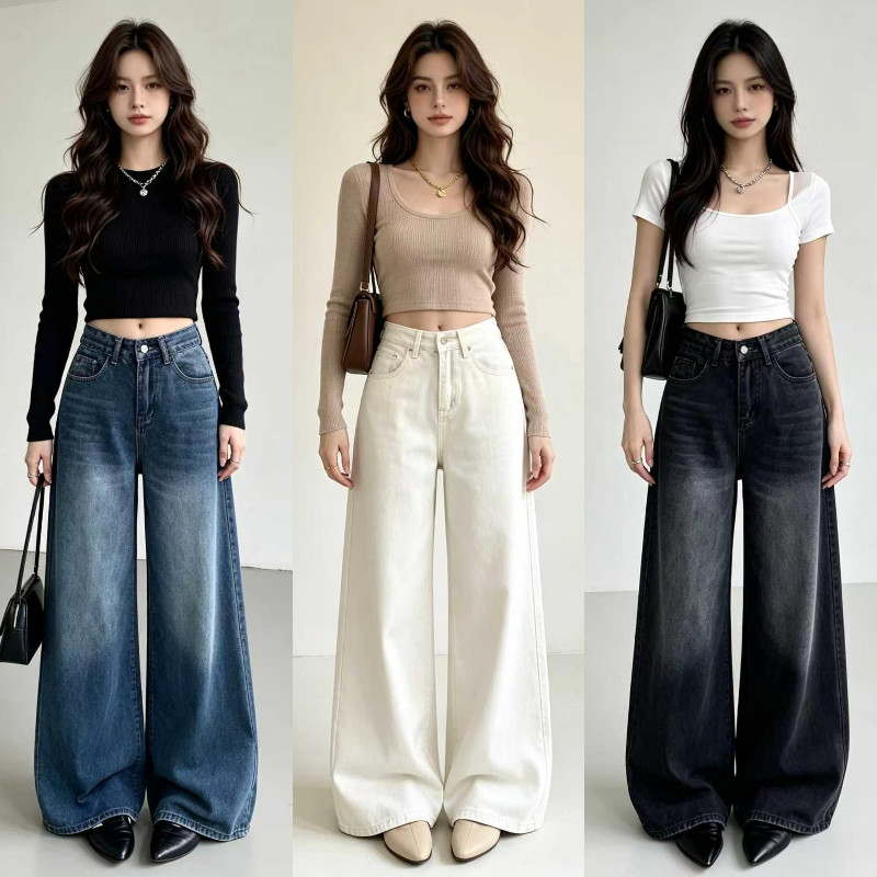 Rola Clothing Jean Lady กางเกงยีนส์วินเทจเกาหลี ขากว้าง ไซซ์Sถึง3XL ใส่สบายสไตล์ฮิตประจำซีซัน
