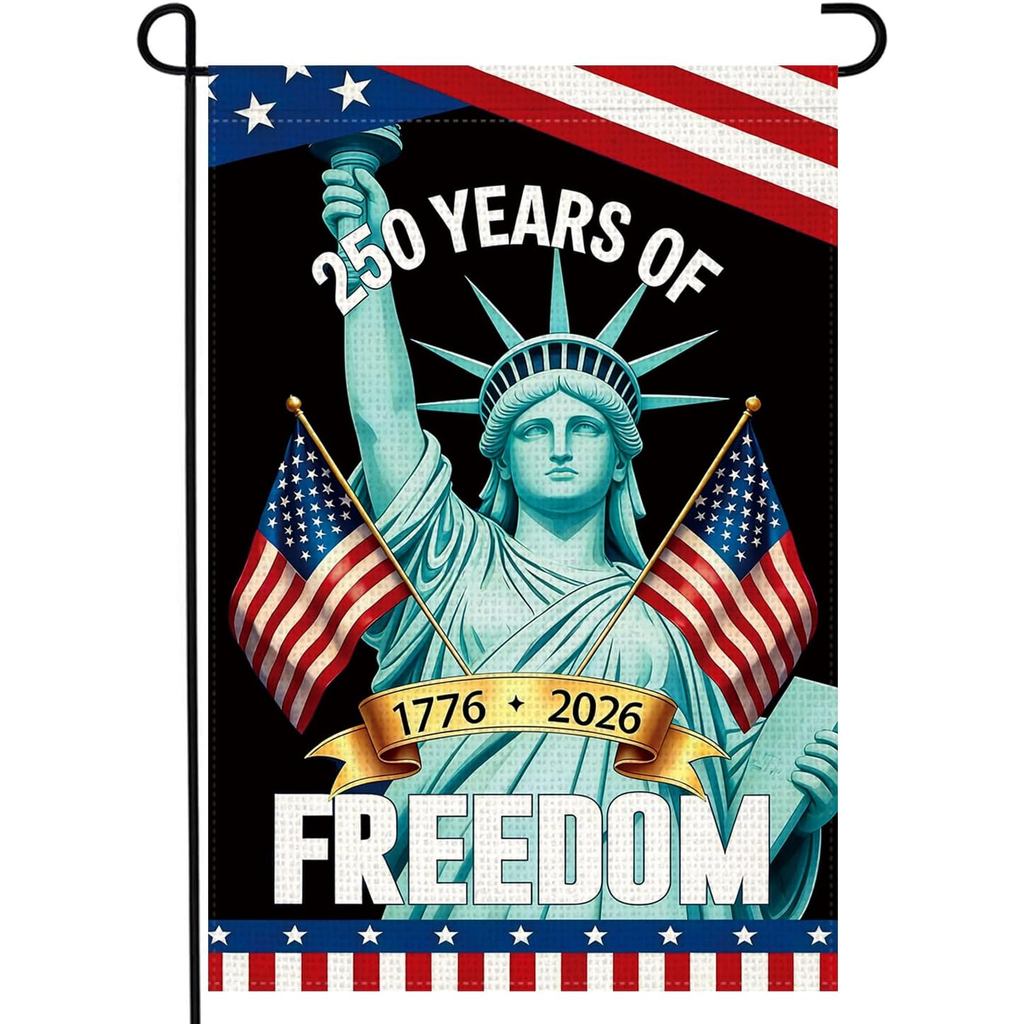 LosFong 250th Anniversary America Garden Flag Double Sided 12x18 นิ้ว 250 Years of Freedom USA Patri