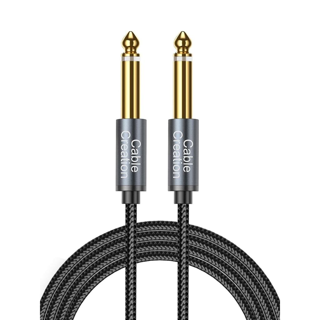 CableCreation 1/4 Instrument Guitar Cable (10FT/3M), Nylon Braid 6.35mm TS Straight Male to Male for