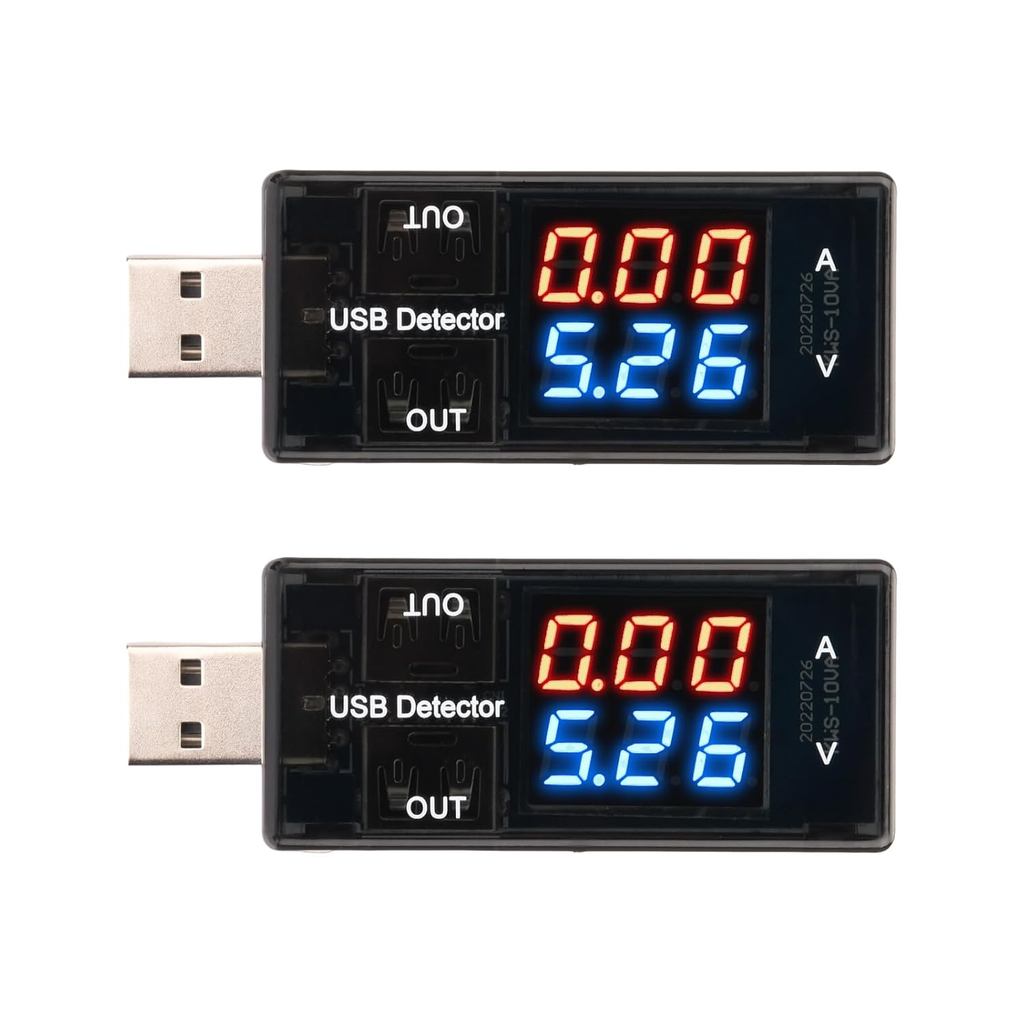 2 ชิ้น USB Tester Power Meter, DC Digital Voltage & Current Meter พร้อมจอแสดงผล Blue & Red – Multi-F