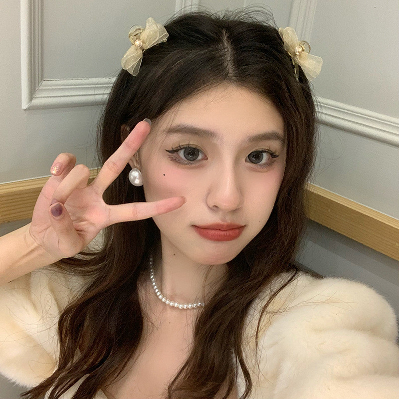 โบว์สองด้านคลิปคว้าขนาดเล็ก 2026 กิ๊บติดผมหน้าม้าเวอร์ชั่นเกาหลีสไตล์ใหม่