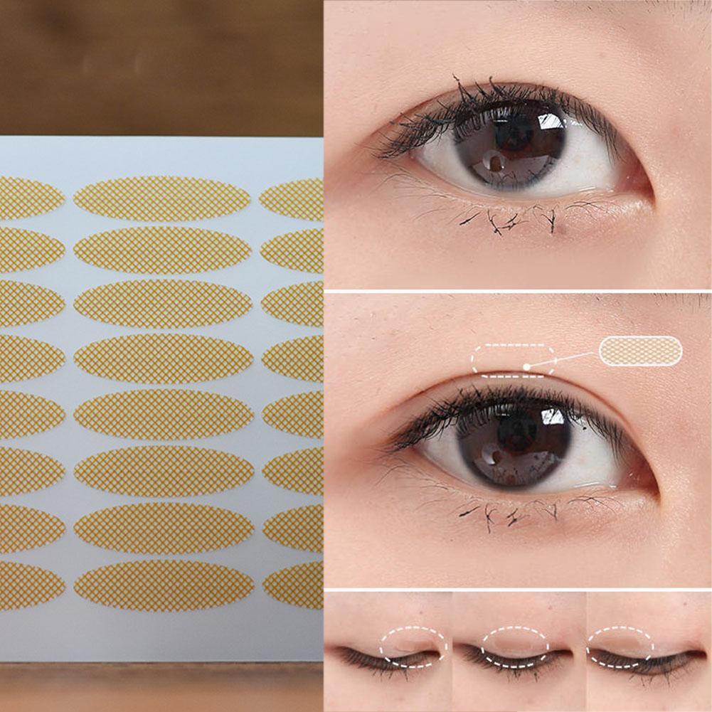 店美美美✨☆ลูกไม้ Double Eyelid Patch ตาข่าย Self-กาวเนื้อสีสีน้ําตาล Patch Olive-shaped Beauty K2o2