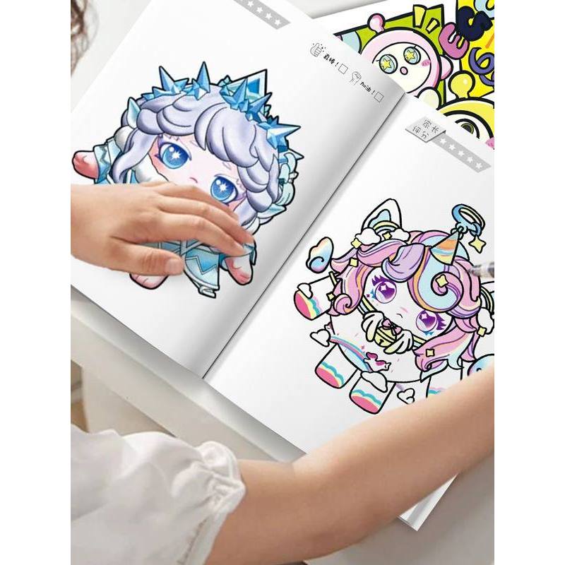 สมุดระบายสี สมุดระบายสีเด็ก Egg Party Comic Line Draft Drawing Drawing for Children Stick Drawing Qu