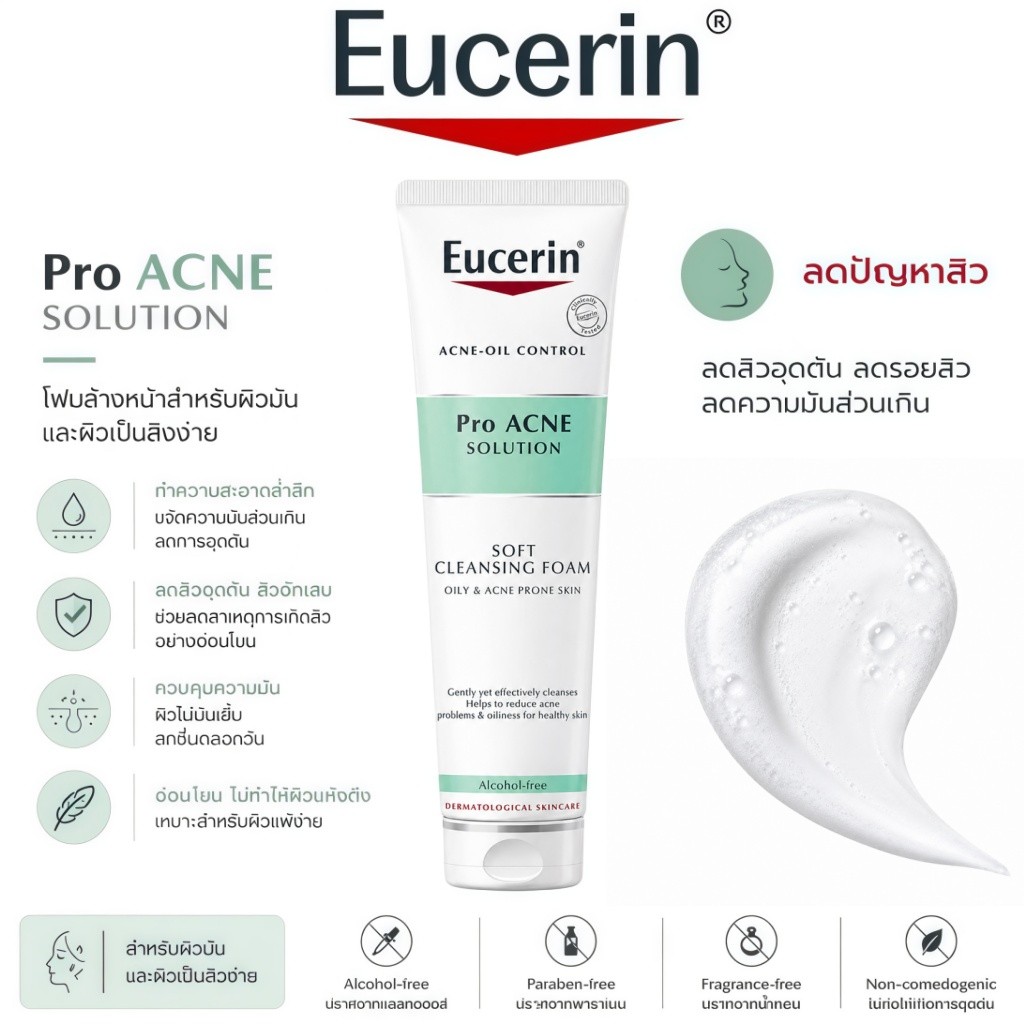 Eucerin ProACNE Solution Soft Cleansing Foam 150g | Acne Control Oil Control Face Wash Care