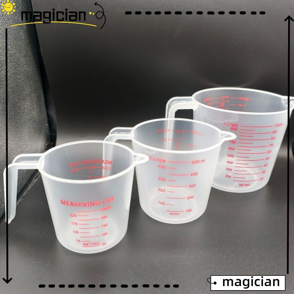 MAGICIAN ถ้วยตวงพลาสติก,พร้อมที่จับสําเร็จการศึกษาถ้วยตวง,ถ้วยเครื่องหมายพร้อมพวยออนซ์และสูตร Ml Ingredient