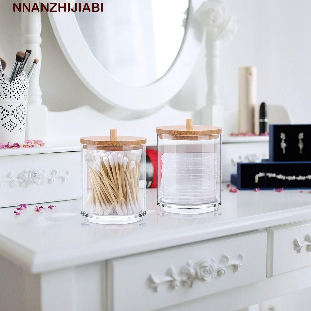 NANZHIJIABI Qtips ผู้ถือคอนเทนเนอร์เครื่องสําอางแต่งหน้าเครื่องประดับมัลติฟังก์ชั่นสําหรับอุปกรณ์ห้อ