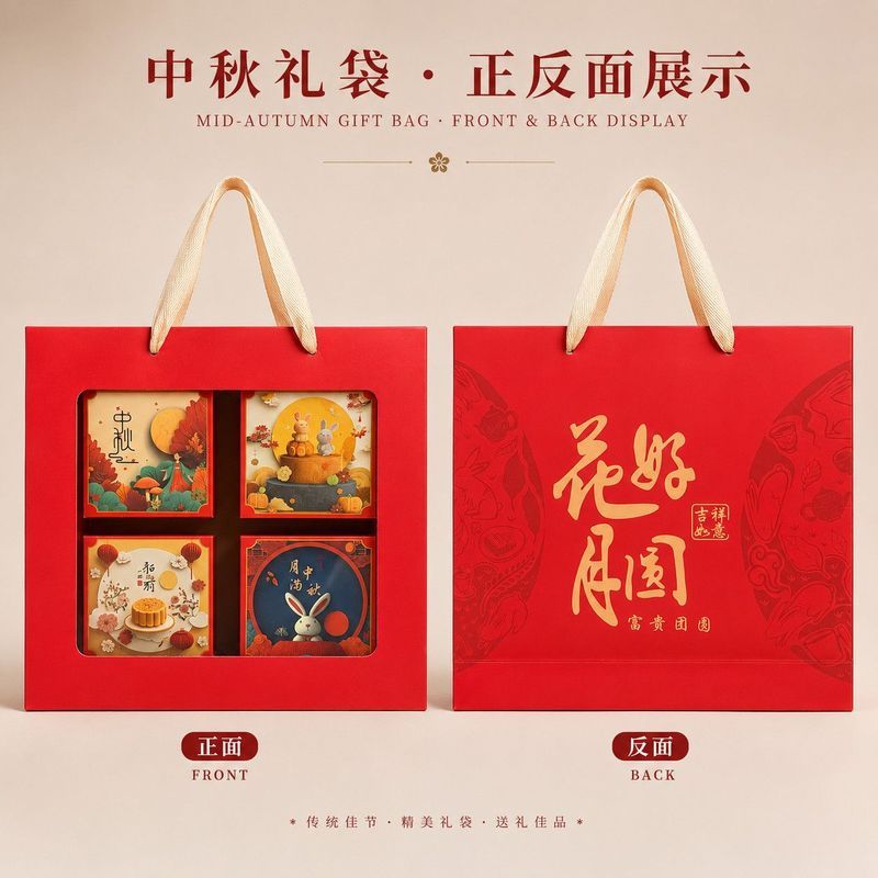 中秋月饼礼盒礼盒内盒月饼包装盒礼盒空盒卡通高颜值送礼手提袋The Packaging Boxes for Each Mooncake Are Individual and Independent26.