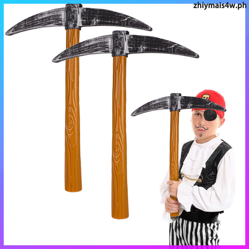 3 ชิ้น Pickaxe คอสเพลย์ Prop พลาสติกสีกากีสําหรับปาร์ตี้ zhiymais4w