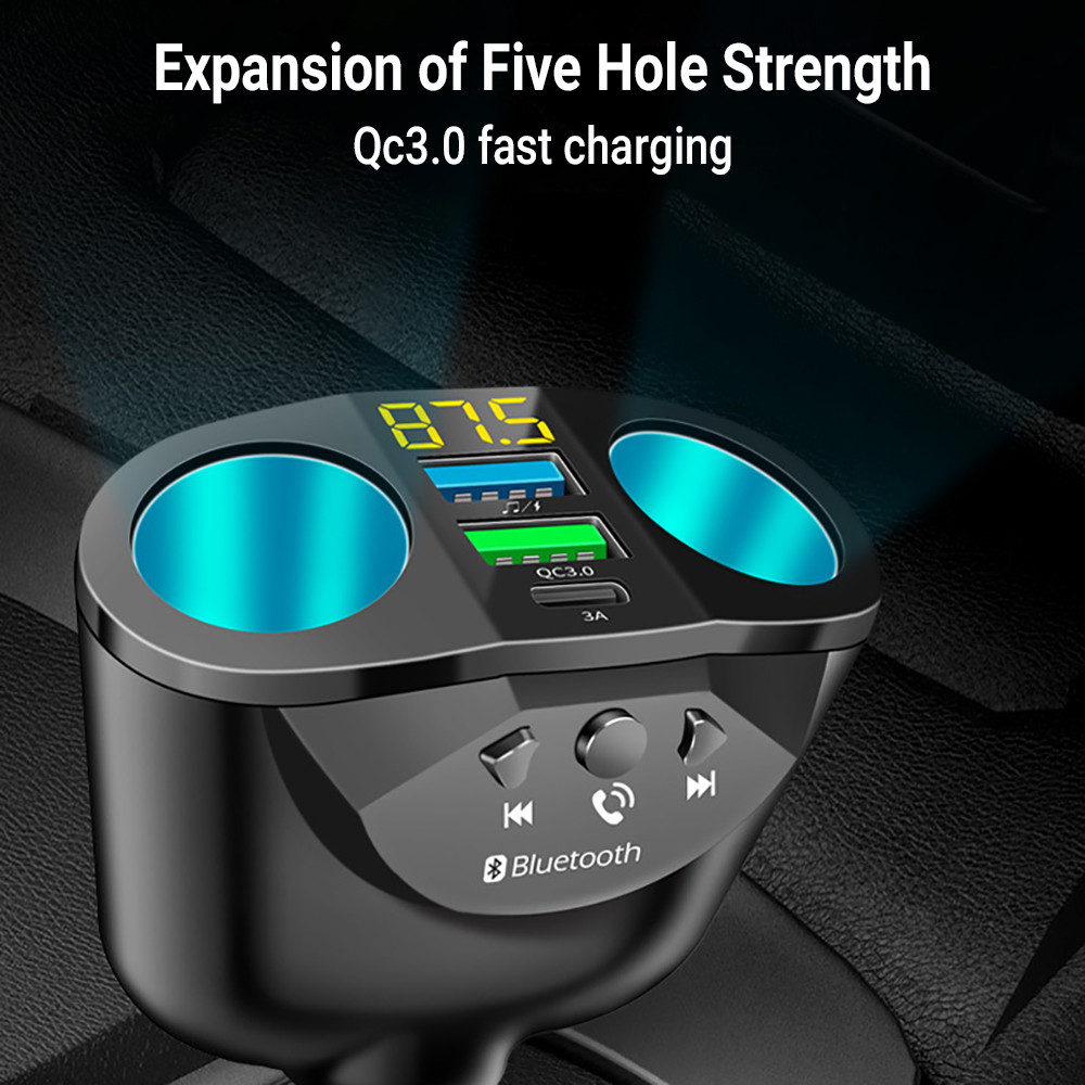 ที่ชาร์จในรถยนต์แบบชาร์จเร็วพิเศษ รองรับ Bluetooth และเล่น MP3 ที่ชาร์จในรถยนต์หมุนได้ การหมุน 360 องศา PD20W QC3.0
