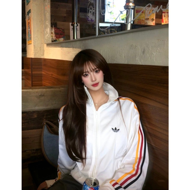 ☘️☘️Adidas Unisex Full-Zip Track Jacket – Trefoil คอตั้ง สีสันสดใส 3-Stripes แขนยาว