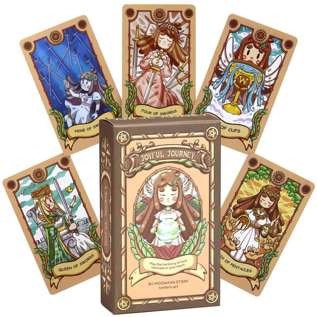 10.3 * 6 ซม. Happy Journey Tarot เกมกระดานภาษาอังกฤษการ์ดเกม Joyful Journey Tarot