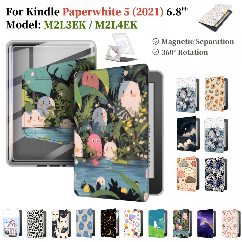 สําหรับ Kindle Paperwhite 5 (11th Gen) 2021 6.8 E-Reader Case รุ่นลงนามแยกแม่เหล็ก 2-in-1 อะคริลิค M