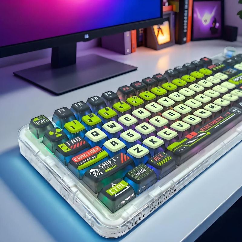 Doomsday แนวนอนที่ว่างเปล่า PBT + PC แสงที่ไม่ซ้ํากันโปร่งแสงคีย์บอร์ด Keycap ATK68wooting Night Dev