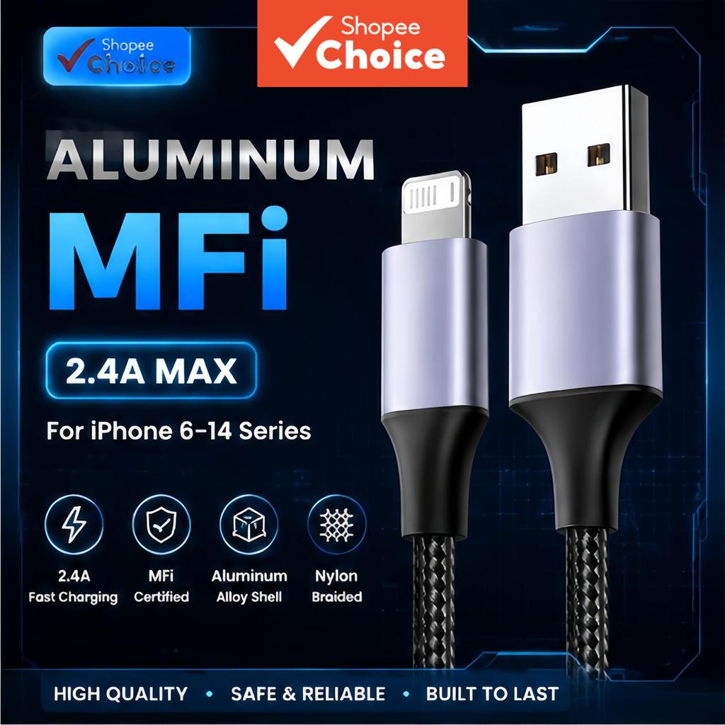 สายชาร์จ USB 2.4A ไนลอนถักทอ เปลือกอลูมิเนียมอัลลอยด์ที่หรูหรา สําหรับ iPhone 14 Pro Max - 7