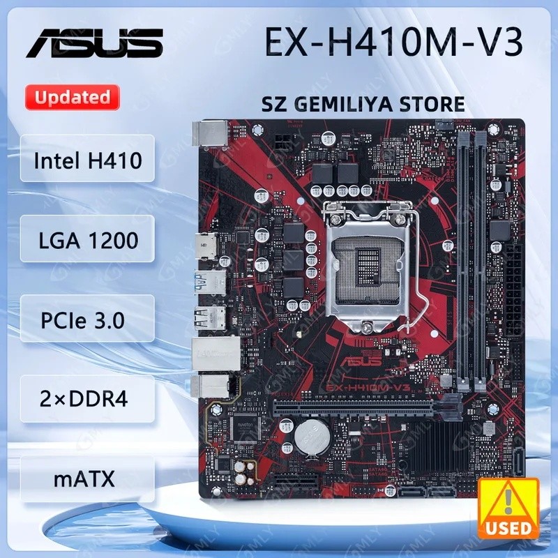 ASUS EX-H410M-V3 เมนบอร์ด Intel H410 ซ็อกเก็ต 1200 DDR4 64GB mATX รองรับ Core i3-10300 i9-10900F i3-