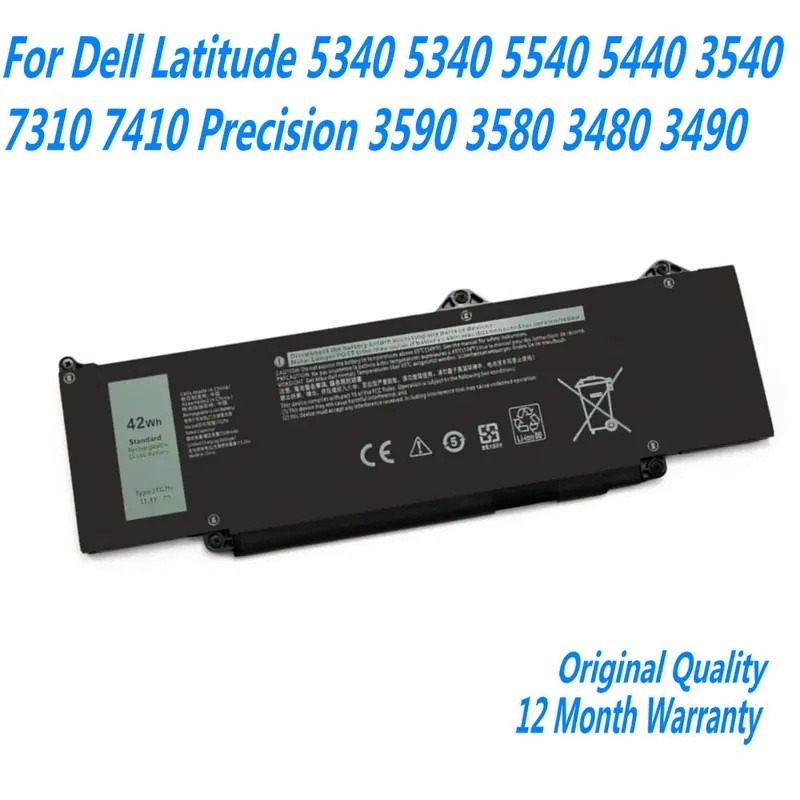 ใหม่ 11.4V 42Wh JTG7N 7RDGP แบตเตอรี่แล็ปท็อปสําหรับ Dell Latitude 5340 5340 5540 5440 3540 7310 741