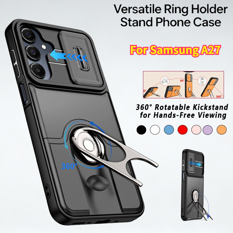 SAMSUNG สําหรับSamsung Galaxy A27 A37 A57 A17 A07 5G 2026 กันกระแทกPush Windowแม่เหล็กสําหรับSamsungA57 A26 A16 A55 A35 A06 A05 360° เคสหลังยึดขาตั้งหมุนได้