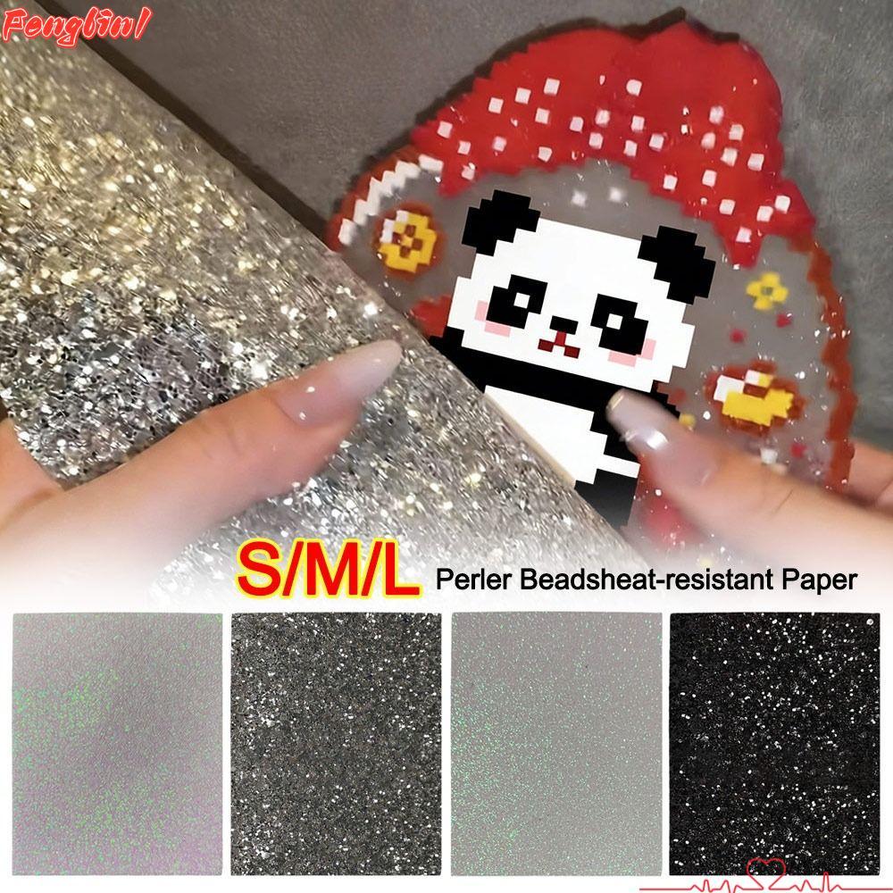 FENGLIN1FR Perler ลูกปัดผ้าอบ, Glitter DIY ของเล่นอุปกรณ์เสริม Perler Beadheat-proof กระดาษ, Handmad